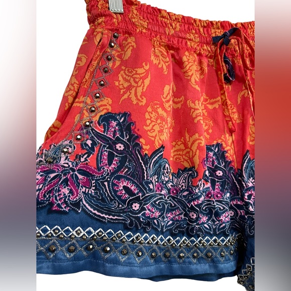 Free People San Paulo Embellished Shorts Small Paisley Multicolor - Picture 2 of 12